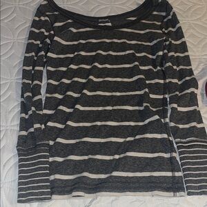 Poof Excellence Black and White Striped Long Sleeve Tee